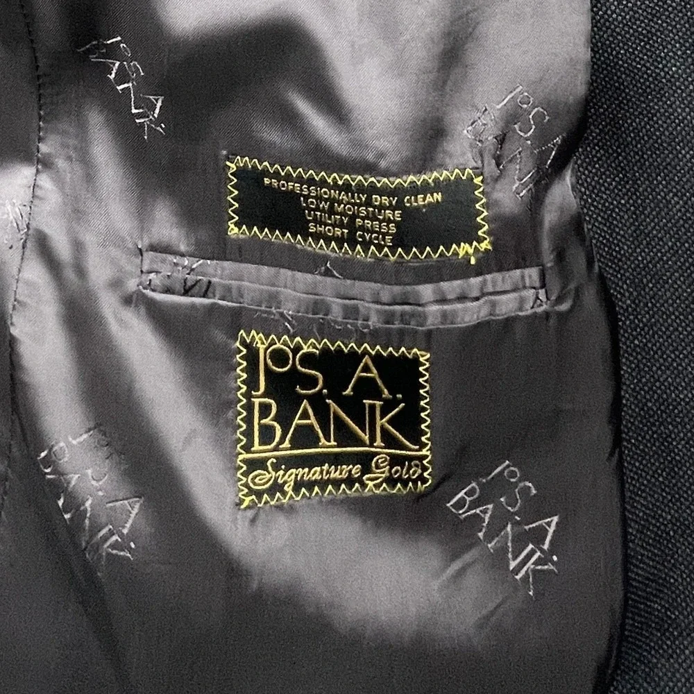 Jos. A. Bank Signature Gold 44L Blazer Wool Birdseye‎ Weave Jacket Charcoal Gray
